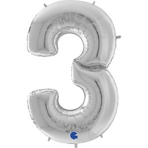 Giant Balloon Silver Number 3 (163cm)