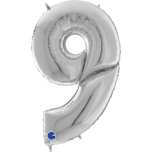 Giant Balloon Silver Number 9 Nine (163cm)