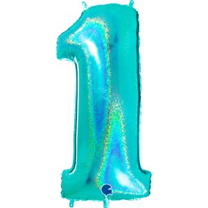 Mint Holographic Supershape Balloon Number 1 (100cm)