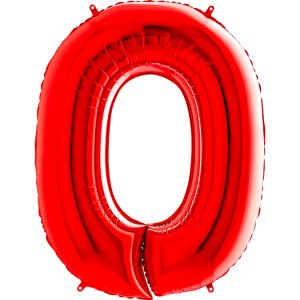 Κόκκινο Μπαλόνι Supershape Αριθμός-Νούμερο 0 (100εκ)