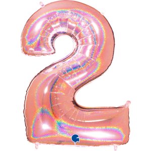 Rose Gold Holographic Supershape Balloon Number 2 (100cm)