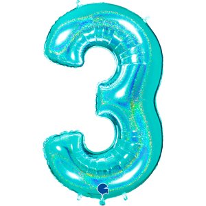 Mint Holographic Supershape Balloon Number 3 (100cm)