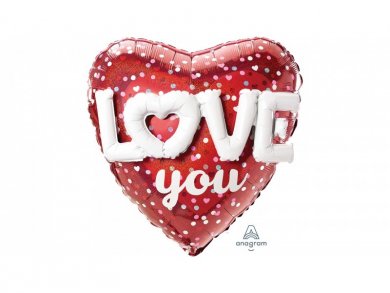 Heart With 3D Design Love You Supershape Balloon (91cm)