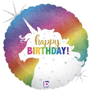 Unicorn Multicolor Design Happy Birthday Foil Balloon (91cm)