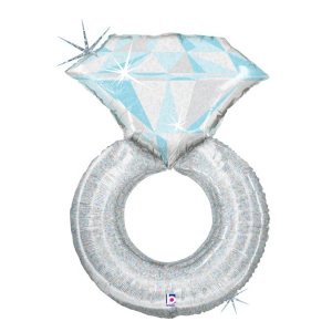 Diamond Ring Silver Holographic Design Balloon Supershape