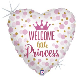 Welcome Little Princess Heart Holographic Print Balloon Foil