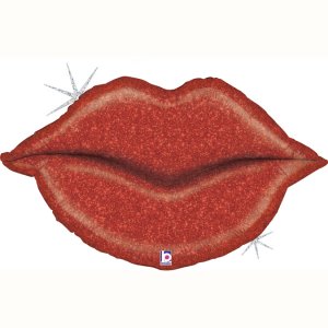 Red Lips Holographic Supershape Balloon