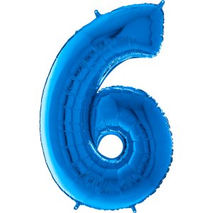 Supershape Balloon Number 6 Blue (100cm)