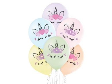 Baby Unicorn Latex Balloons with Colorful Print (6pcs)