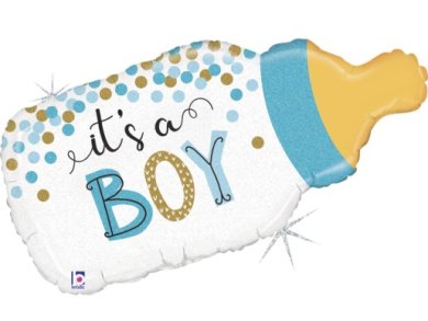 Baby Bottle Boy Supershape Balloon with It's a Boy Print (84cm)