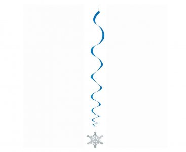 Blue Swirl Decorations with Silver Snowflakes (3pcs)