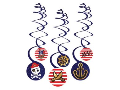 Red and Blue Pirate Swirl Decorations (6pcs)