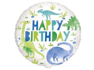 Blue and Green Dinosaurs Happy Birthday Foil Balloon (45cm)