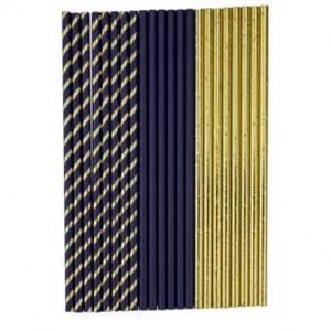 Blue and Gold Paper Straws (22pcs)