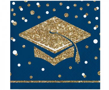 Μπλε και Χρυσό Congratulations Grad Χαρτοπετσέτες (16τμχ)