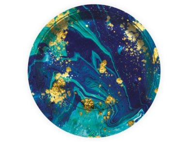 Blue and Gold Marble Design Large Paper Plates (6pcs)