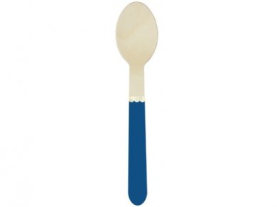Blue Wooden Spoons with Gold Foiled Detail (8pcs)