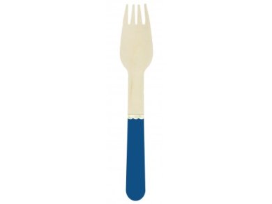 Blue Wooden Forks with Gold Foiled Details (8pcs)