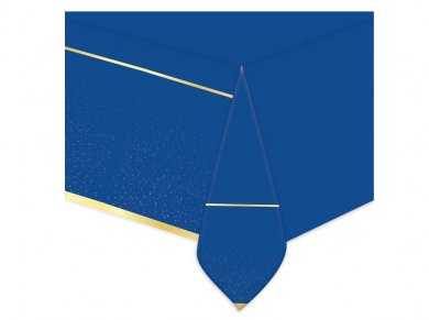 Μπλε Τραπεζομάντηλο με Χρυσές Γραμμές (140εκ x 270εκ)
