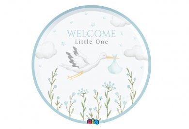 Γαλάζιο Welcome Little One Μικρά Χάρτινα Πιάτα (6τμχ)