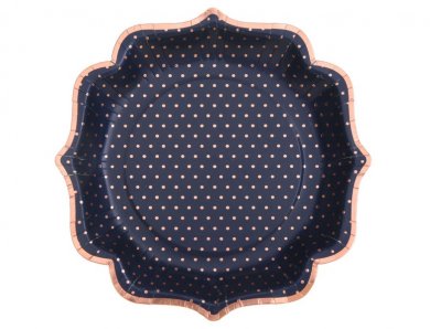 Blue Paper Plates with Rose Gold Edging and Dots (10pcs)