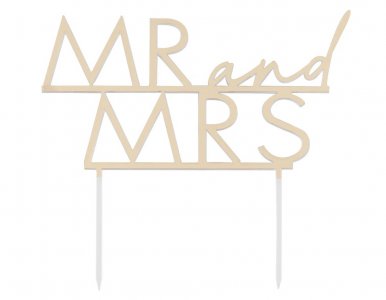 Mr and Mrs Acrylic Cake Topper in Gold Champagne Color (15,8cm)