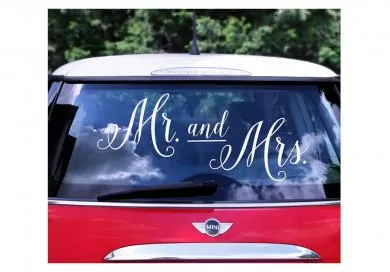 Mr and Mrs White Sticker for The Wedding Car