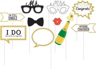 Mr and Mrs Wedding Photo Booth Props (10pcs)