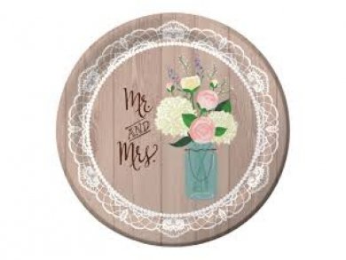 Mr and Mrs Rustic Large Paper Plates (8pcs)