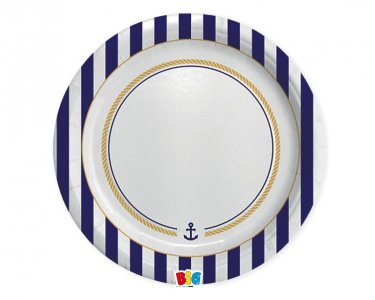 Nautical with Ship's Rope Large Paper Plates (8pcs)