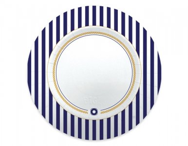 Nautical with Ship's Rope Extra Large Paper Plates (8pcs)