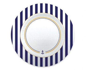 Nautical with Ship's Rope Deep Small Paper Plates (8pcs)