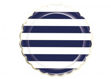 Navy with Stripes Large Paper Plates (8pcs)