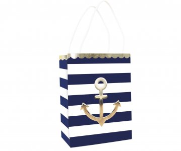Navy and Gold Anchor Paper Bags with Handle (4pcs)