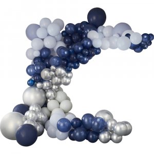 Navy Blue and Silver Balloon Garland - Arch (5m)