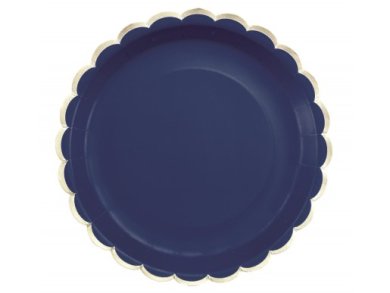 Navy Blue with Gold Foiled Edging Large Paper Plates (8pcs)