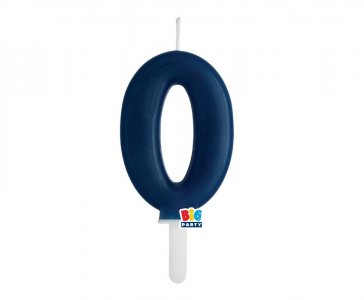 Navy Blue Number 0 Cake Candle (7cm)