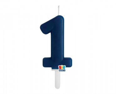 Navy Blue Number 1 Cake Candle (7cm)