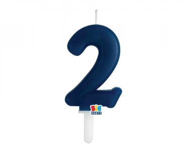 Navy Blue Number 2 Cake Candle (7cm)