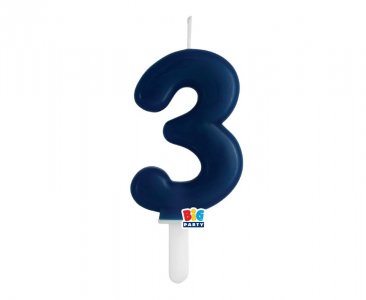 Navy Blue Number 3 Cake Candle (7cm)