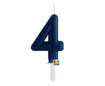 Navy Blue Number 4 Cake Candle (7cm)