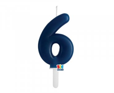 Navy Blue Number 6 Cake Candle (7cm)