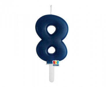 Navy Blue Number 8 Cake Candle (7cm)