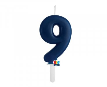 Navy Blue Number 9 Cake Candle (7cm)