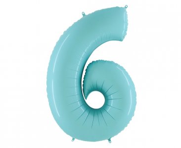 Number 6 Super Shape Balloon in Pale Blue Color (100cm)