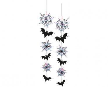 Bats and Spiderwebs Hanging Decorations (2pcs)