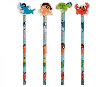 Ocean Party Pencils with Erasers (4pcs)