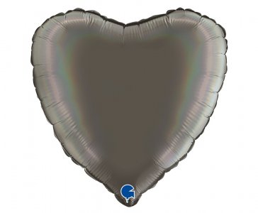 Ολογραφικό Platinum Grey Foil Μπαλόνι Καρδιά (45εκ)