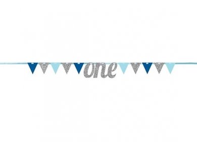 ONE Silver Glitter Flag Bunting (270cm)