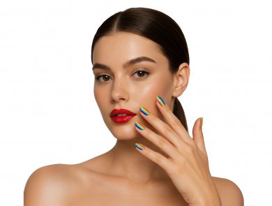 Rainbow Glue Nails